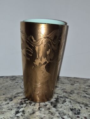 Starbucks copper gold siren /mermaid 12oz tumbler spring 2022. RARE like new